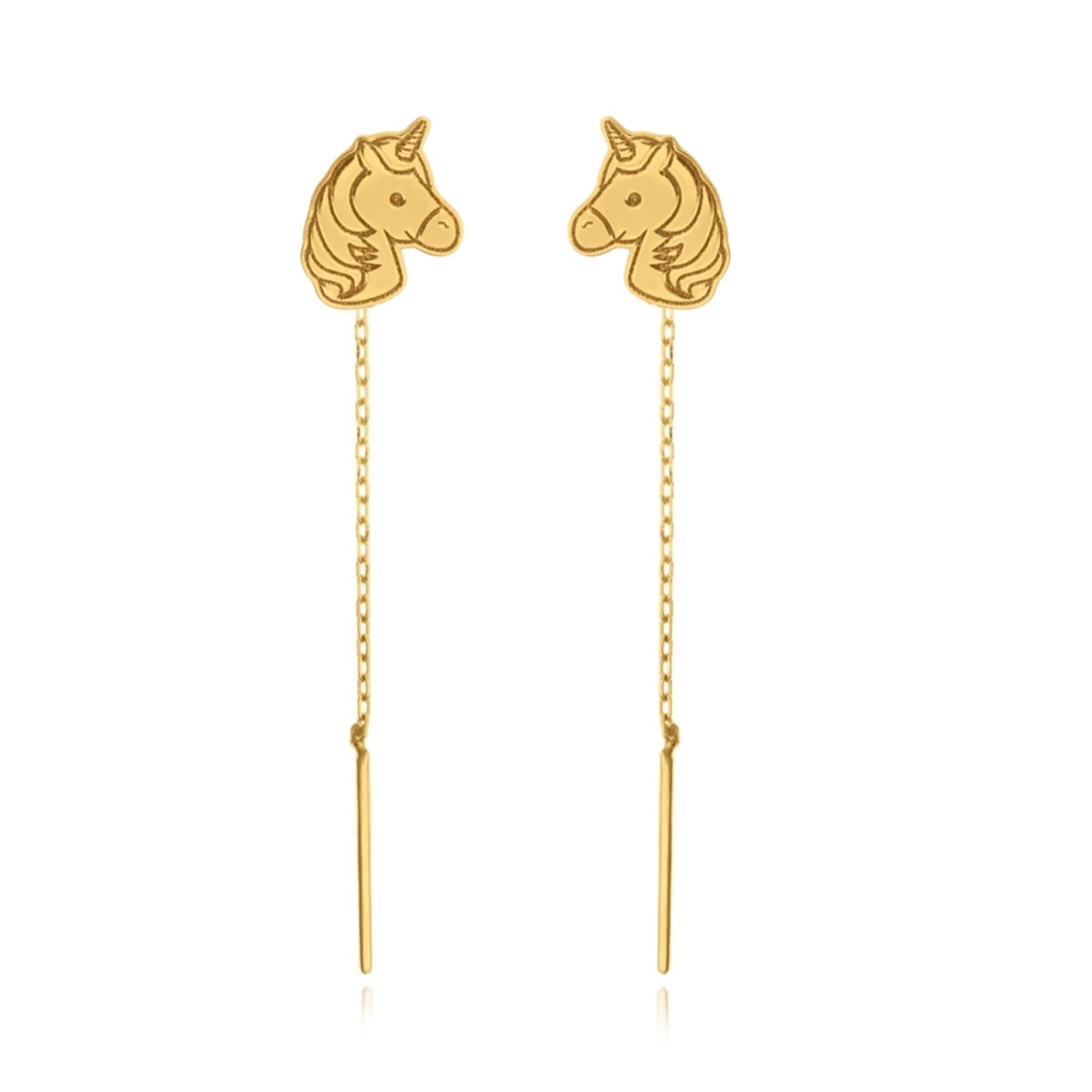 Cercei Unicorn Collection din aur 14k cu lantisor - pentru copii