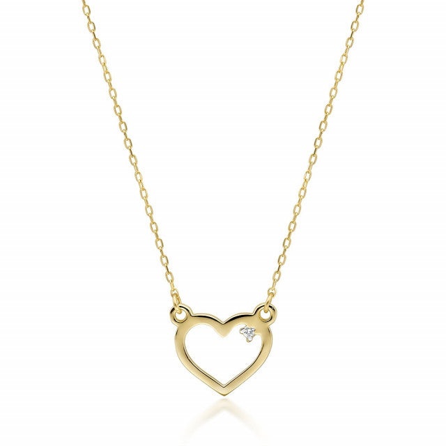 Colier Aur 14K cu Diamant Natural 0.01 ct (Varianta: Galben)