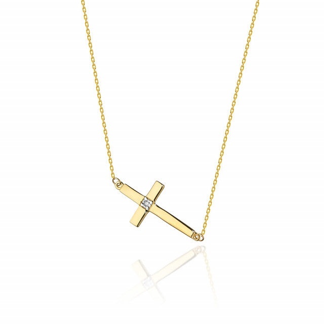 Colier Aur 14K cu Diamant Natural 0.01 ct (Varianta: Alb)