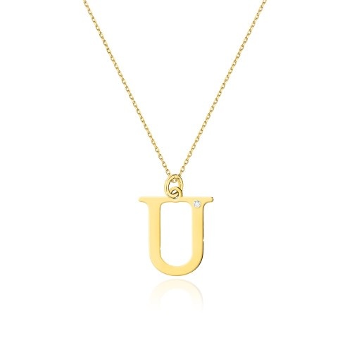 Colier Aur 14K cu Diamant Natural 0.01 ct (Varianta: Galben)