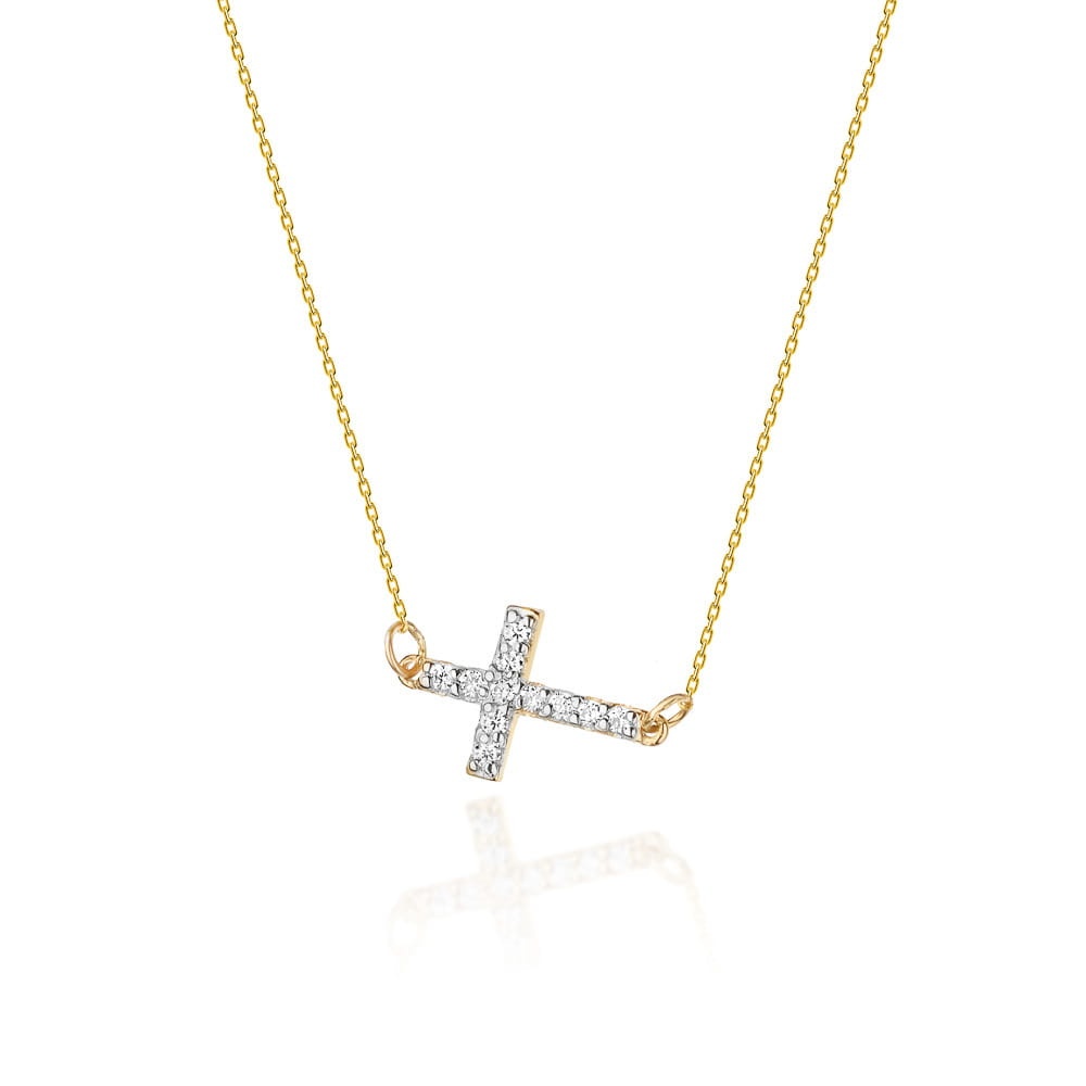 Colier Aur 14K cu Diamante Naturale 0.06 ct (Varianta: Galben)