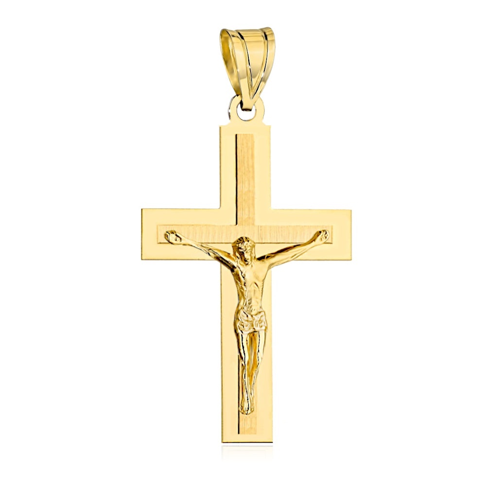 Cruciuliță Aur 14K cu Isus și Finisaj Satinat (Greutate: 3.15)