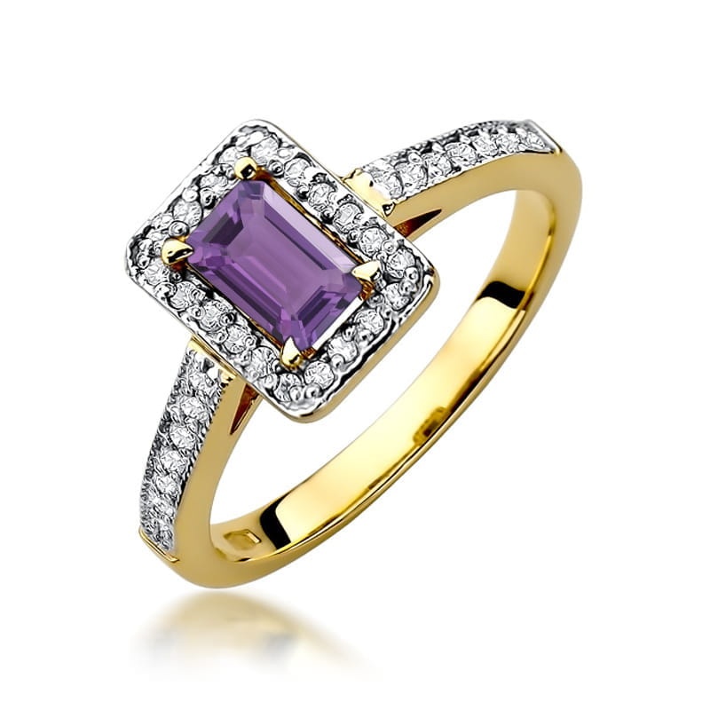 Inel Aur 14K cu Ametist 0.50 ct si Diamante Naturale 0.22 ct (Varianta: Roz)