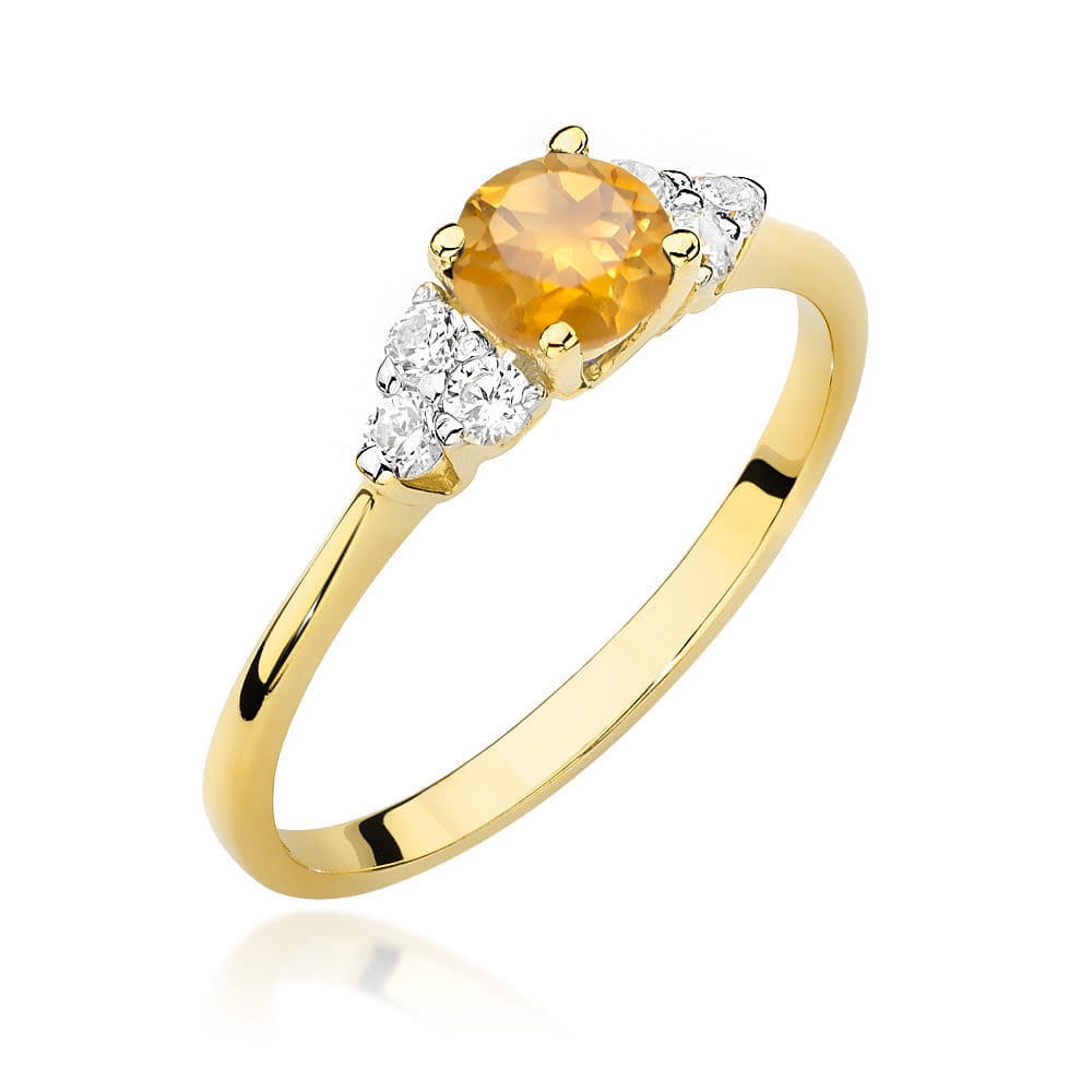 Inel Aur 14K cu Citrin 0.50 ct si Diamante Naturale 0.18 ct (Varianta: Galben)