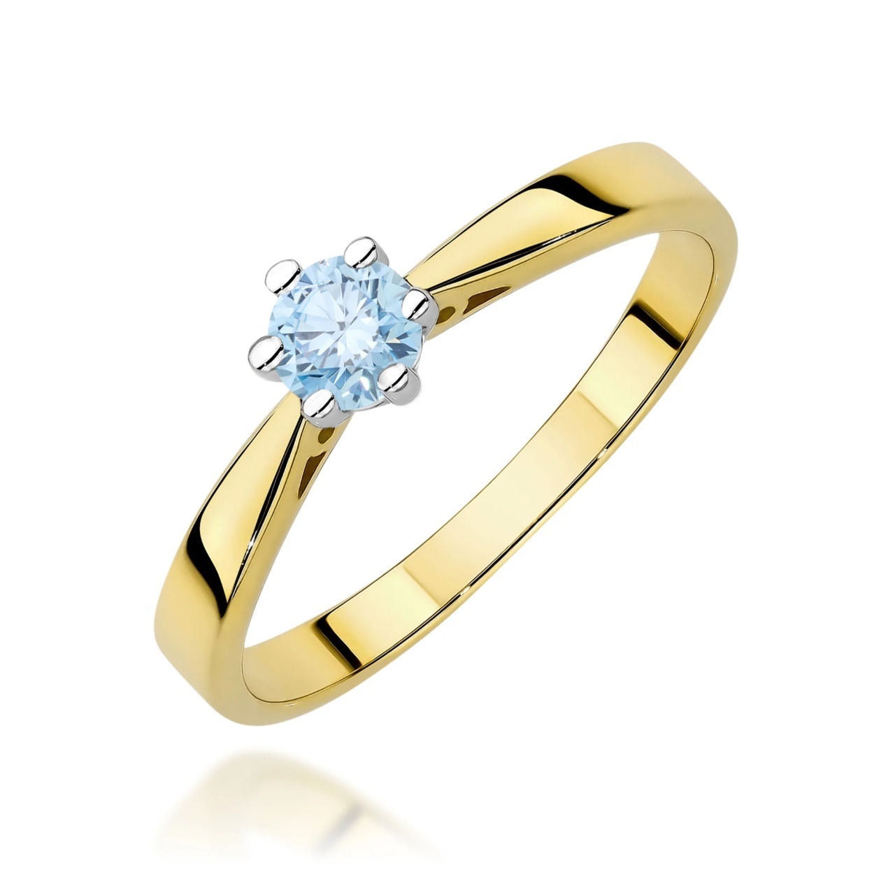 Inel Aur 14K cu Diamant Albastru de Laborator 0.30 ct (Varianta: Galben)