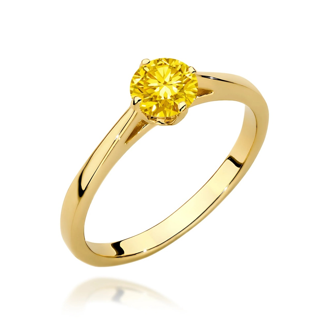 Inel Aur 14K cu Diamant Galben de Laborator 0.50 ct (Varianta: Galben)