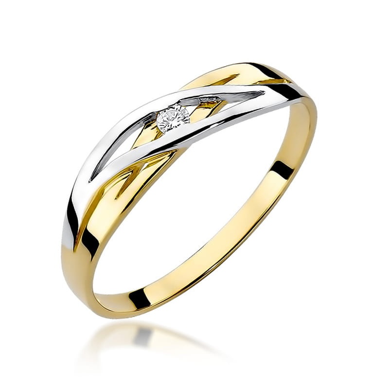 Inel Aur 14K cu Diamant Natural 0.04 ct (Varianta: Galben)