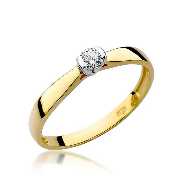 Inel Aur 14K cu Diamant Natural 0.08 ct (Varianta: Galben)