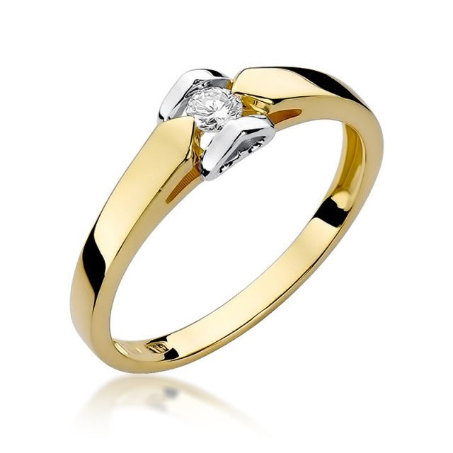 Inel Aur 14K cu Diamant Natural 0.09 ct (Varianta: Galben)