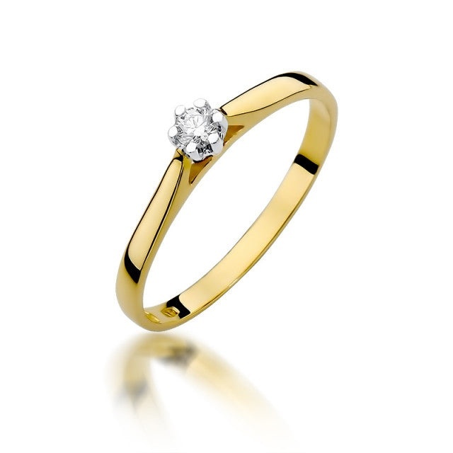 Inel Aur 14K cu Diamant Natural 0.09 ct (Varianta: Galben)