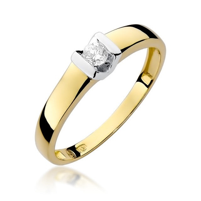 Inel Aur 14K cu Diamant Natural 0.10 ct (Varianta: Galben)