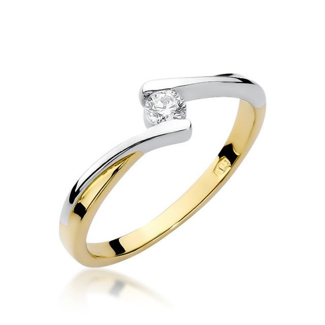 Inel Aur 14K cu Diamant Natural 0.10 ct (Varianta: Galben)
