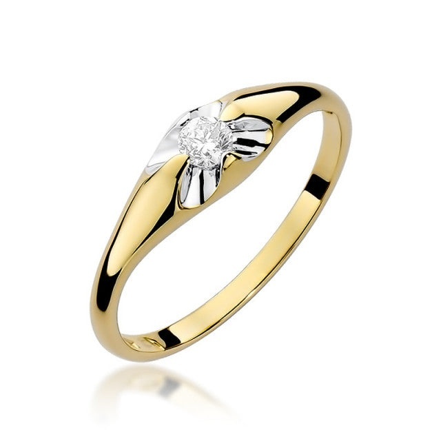 Inel Aur 14K cu Diamant Natural 0.10 ct (Varianta: Galben)