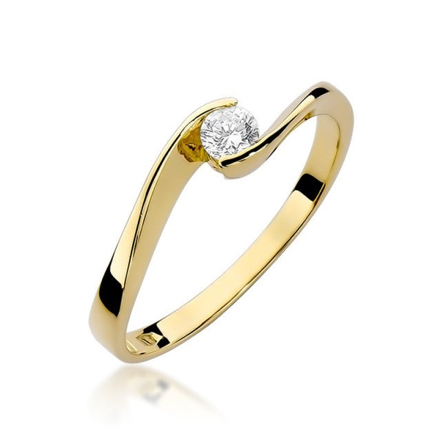 Inel Aur 14K cu Diamant Natural 0.13 ct (Varianta: Galben)