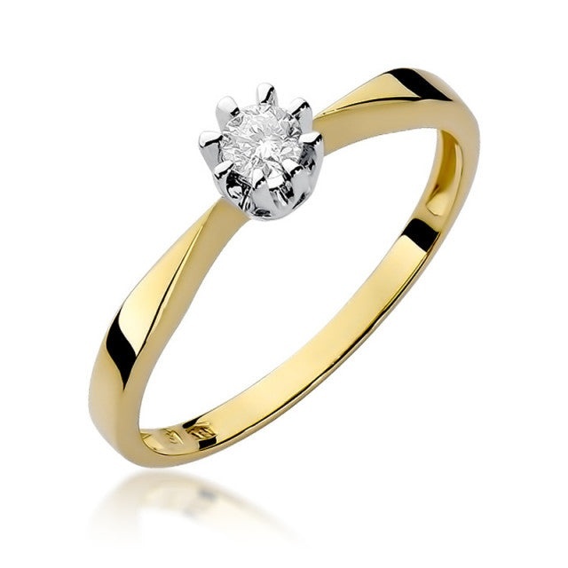 Inel Aur 14K cu Diamant Natural 0.15 ct (Varianta: Galben)