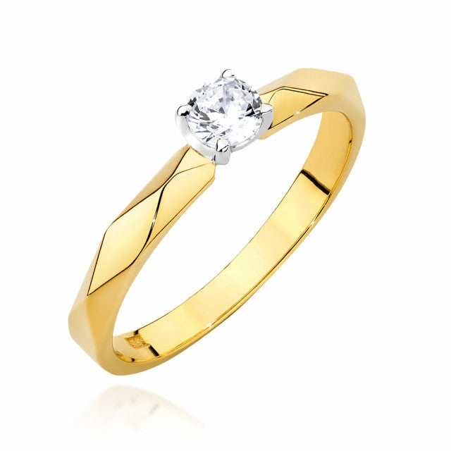Inel Aur 14K cu Diamant Natural 0.15 ct (Varianta: Galben)