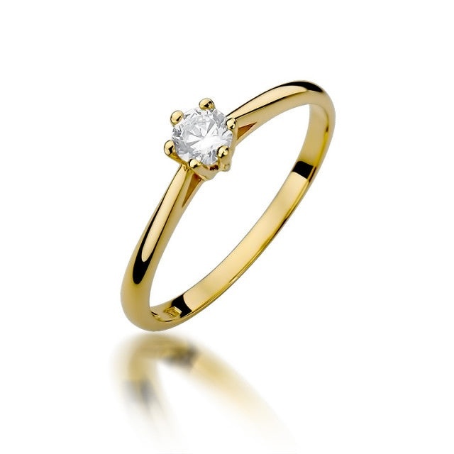 Inel Aur 14K cu Diamant Natural 0.15 ct (Varianta: Galben)