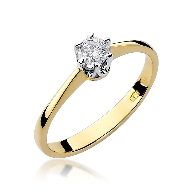 Inel Aur 14K cu Diamant Natural 0.20 ct (Varianta: Galben)
