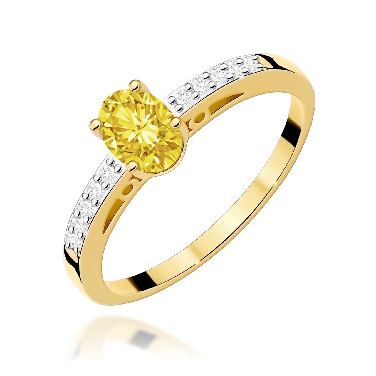 Inel Aur 14K cu Diamante Galbene de Laborator 0.55 ct (Varianta: Galben)