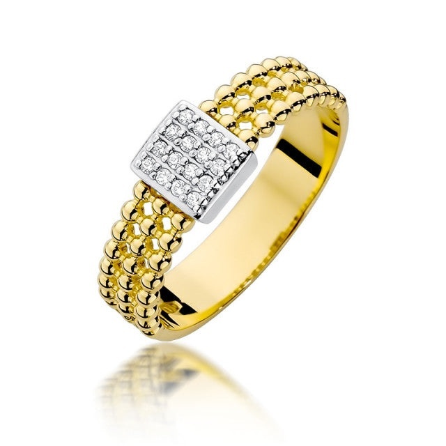 Inel Aur 14K cu Diamante Naturale 0.08 ct (Varianta: Galben)