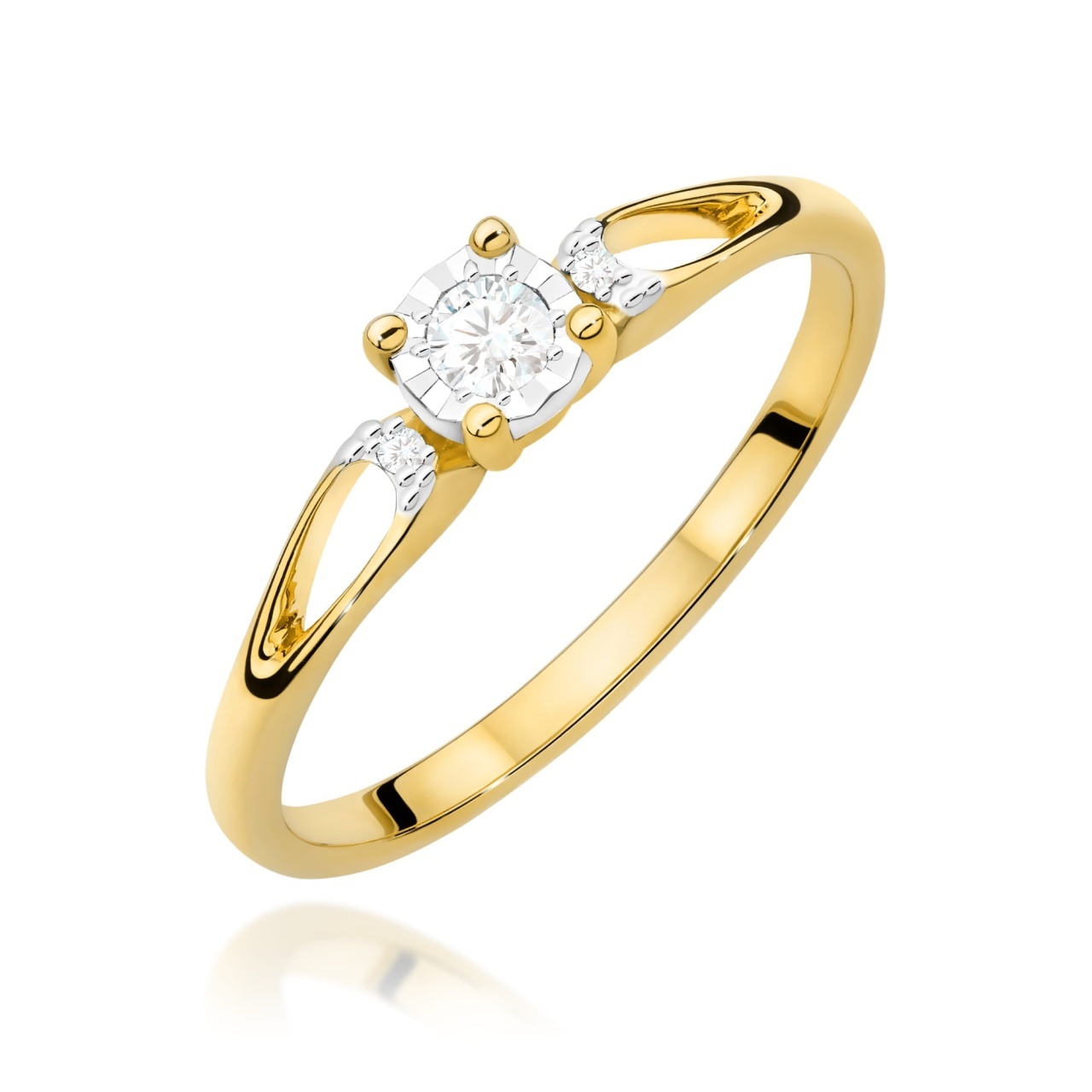 Inel Aur 14K cu Diamante Naturale 0.09 ct (Varianta: Galben)