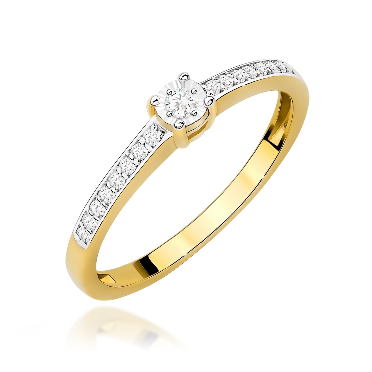 Inel Aur 14K cu Diamante Naturale 0.11 ct (Varianta: Roz)