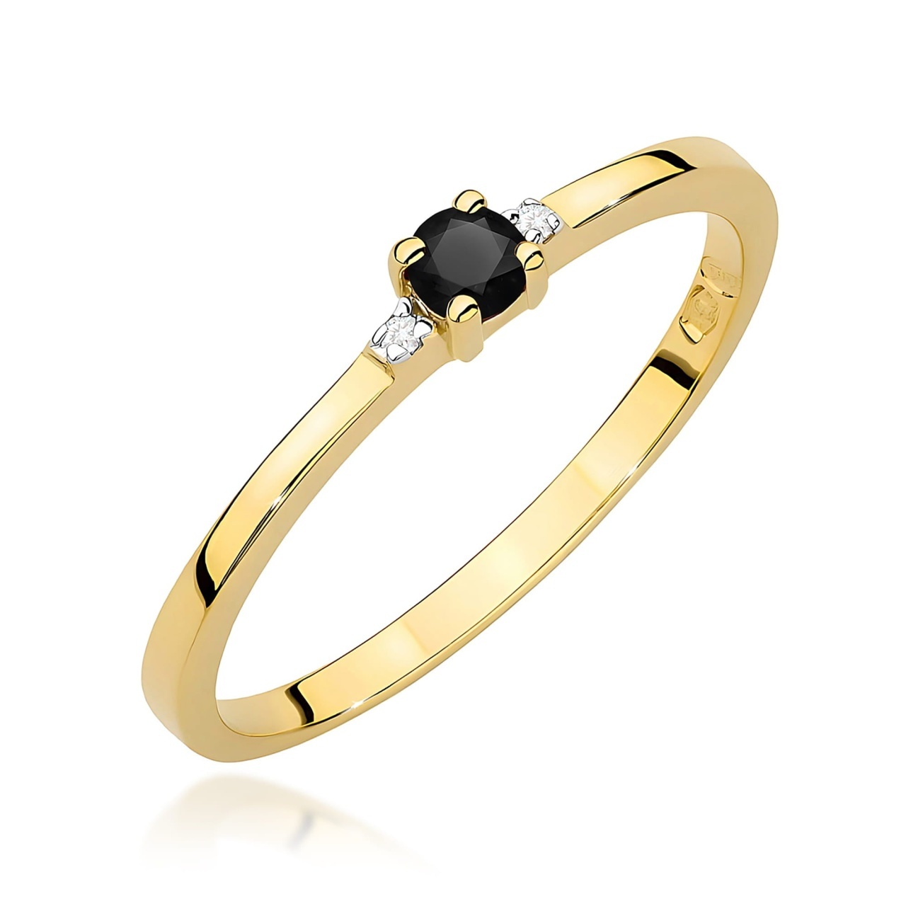 Inel Aur 14K cu Diamante Naturale Albe si Negre 0.13 ct (Varianta: Alb)