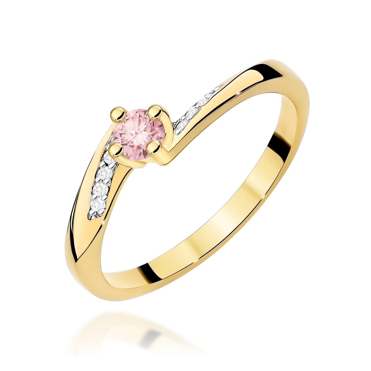 Inel Aur 14K cu Diamante Roz de Laborator 0.19 ct (Varianta: Galben)