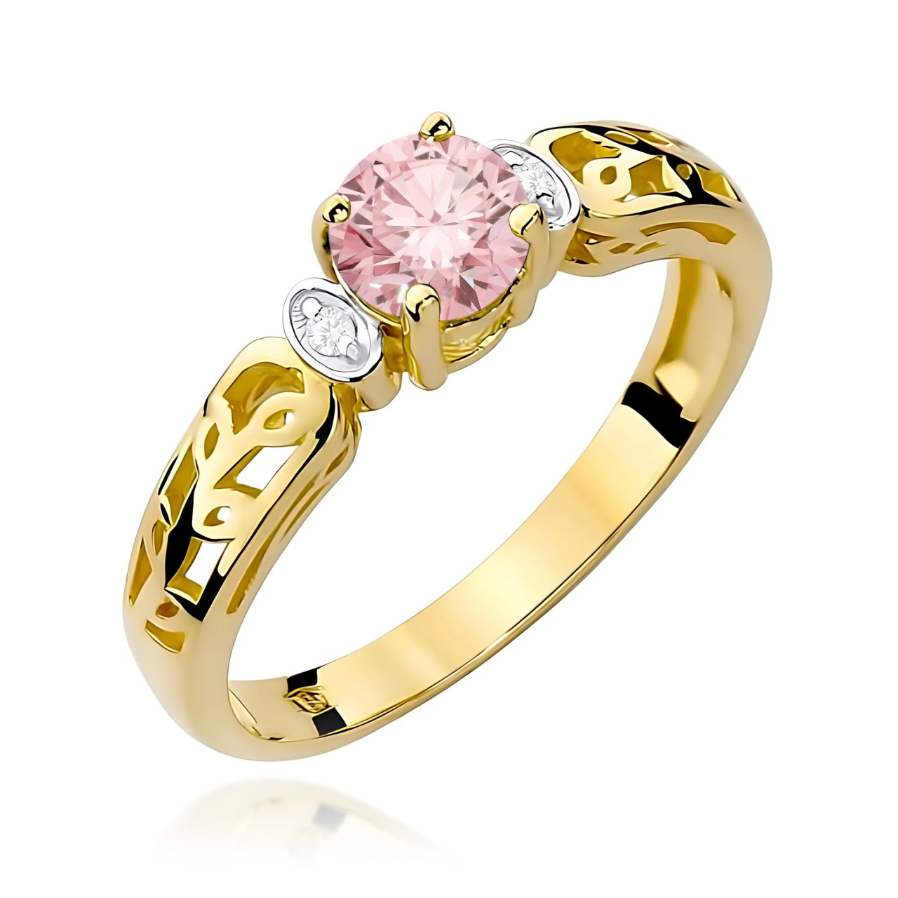 Inel Aur 14K cu Diamante Roz de Laborator 0.52 ct (Varianta: Galben)