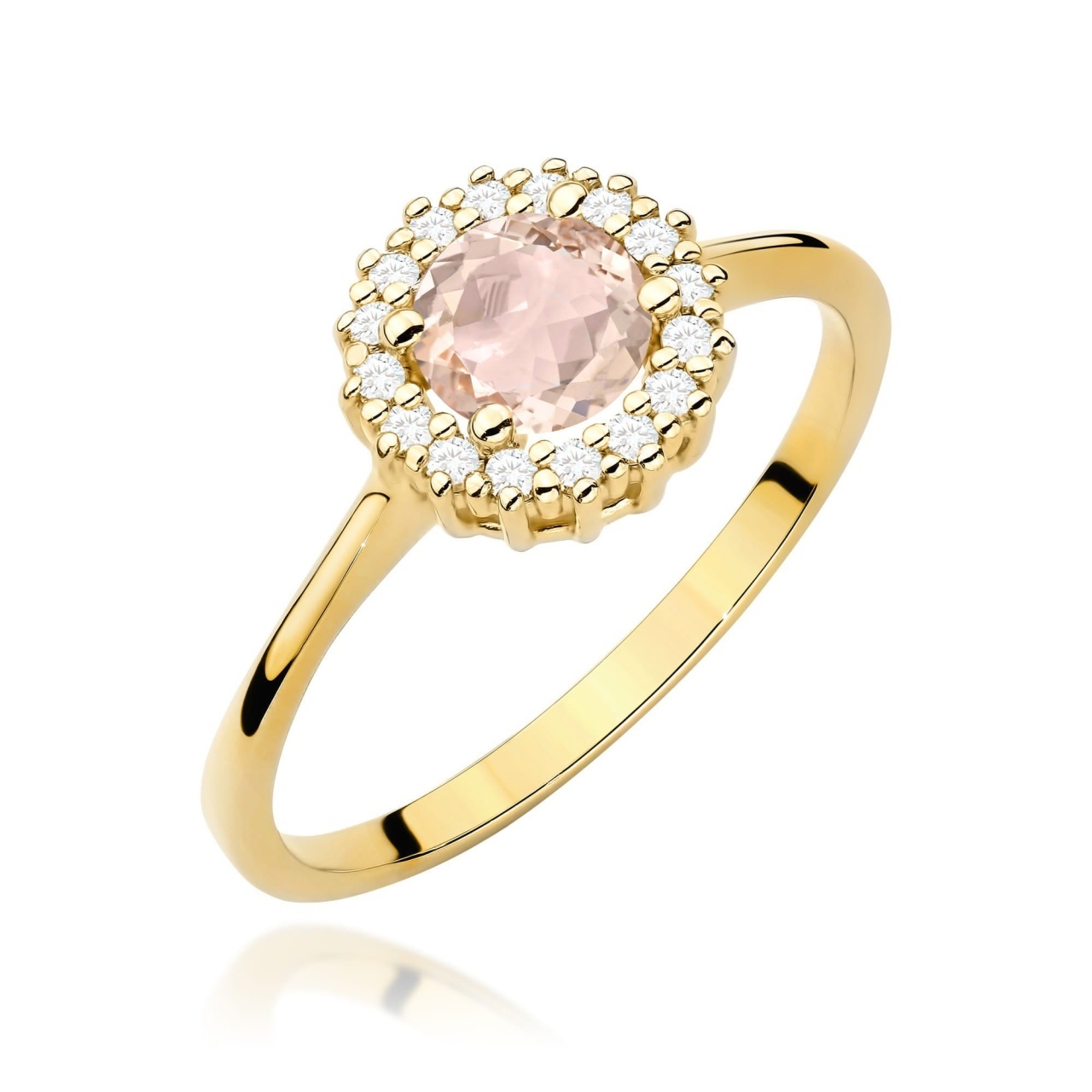 Inel Aur 14K cu Morganit 0.40 ct si Diamante Naturale 0.14 ct (Varianta: Galben)