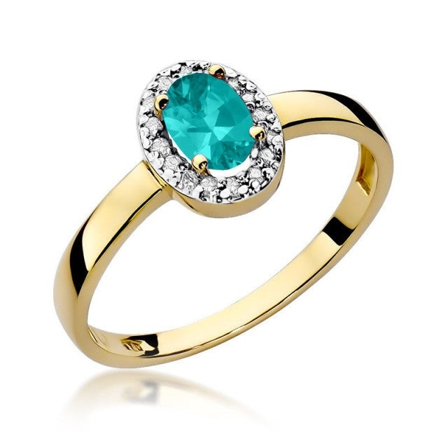 Inel Aur 14K cu Smarald 0.40 ct si Diamante Naturale 0.08 ct (Varianta: Galben)