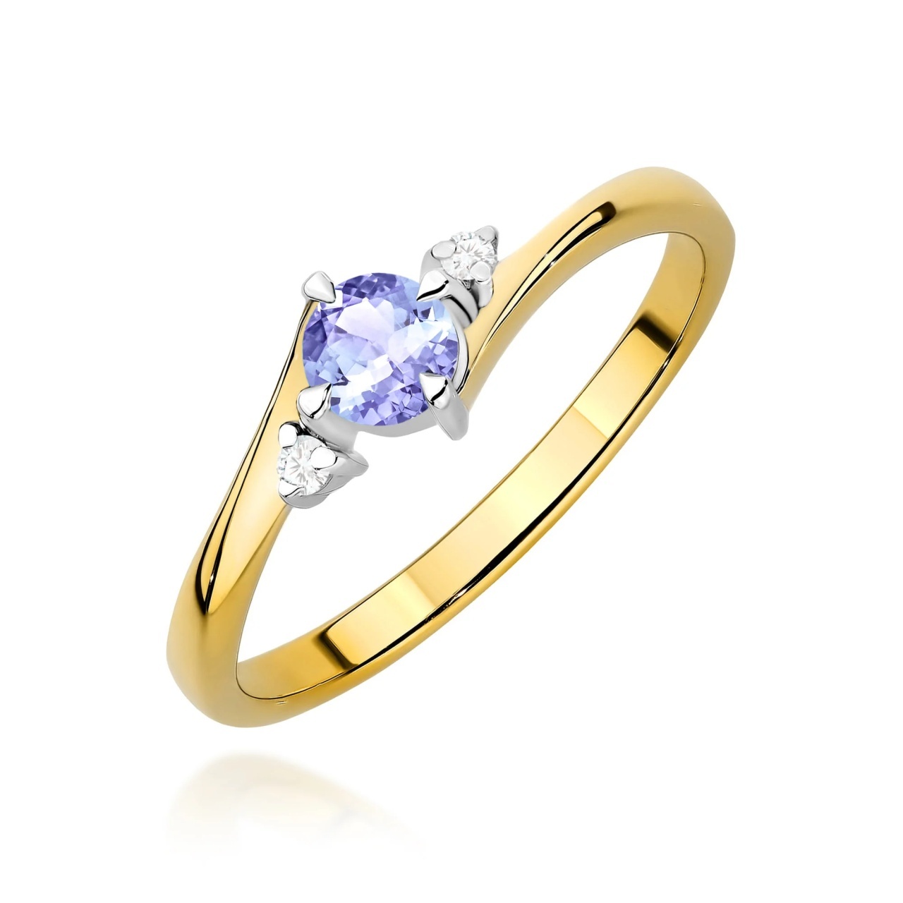 Inel Aur 14K cu Tanzanit 0.35 ct si Diamante Naturale 0.03 ct (Varianta: Galben)