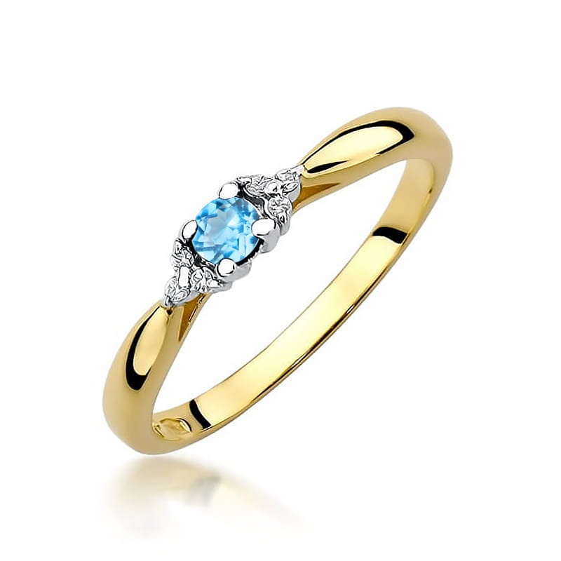Inel Aur 14K cu Topaz Swiss 0.15 ct si Diamante Naturale 0.03 ct (Varianta: Galben)