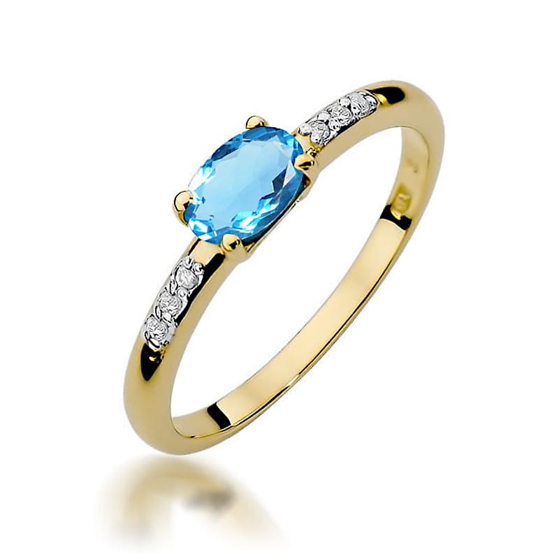 Inel Aur 14K cu Topaz Swiss 0.50 ct si Diamante Naturale 0.03 ct (Varianta: Galben)