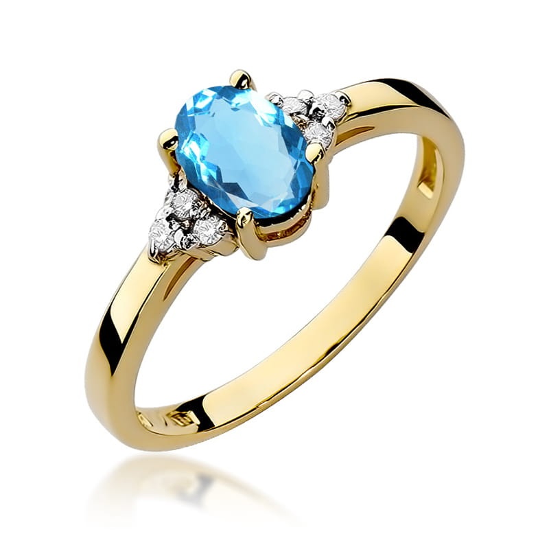 Inel Aur 14K cu Topaz Swiss 0.90 ct si Diamante Naturale 0.05 ct (Varianta: Galben)