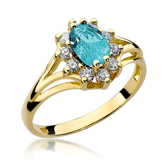 Inel Aur 14K cu Topaz Swiss 0.90 ct si Diamante Naturale 0.30 ct (Varianta: Galben)