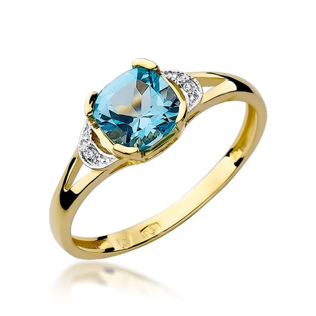 Inel Aur 14K cu Topaz Swiss 1.10 ct si Diamante Naturale 0.01 ct (Varianta: Galben)