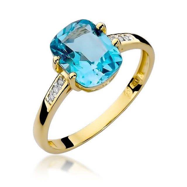 Inel Aur 14K cu Topaz Swiss 2.40 ct si Diamante Naturale 0.03 ct (Varianta: Galben)