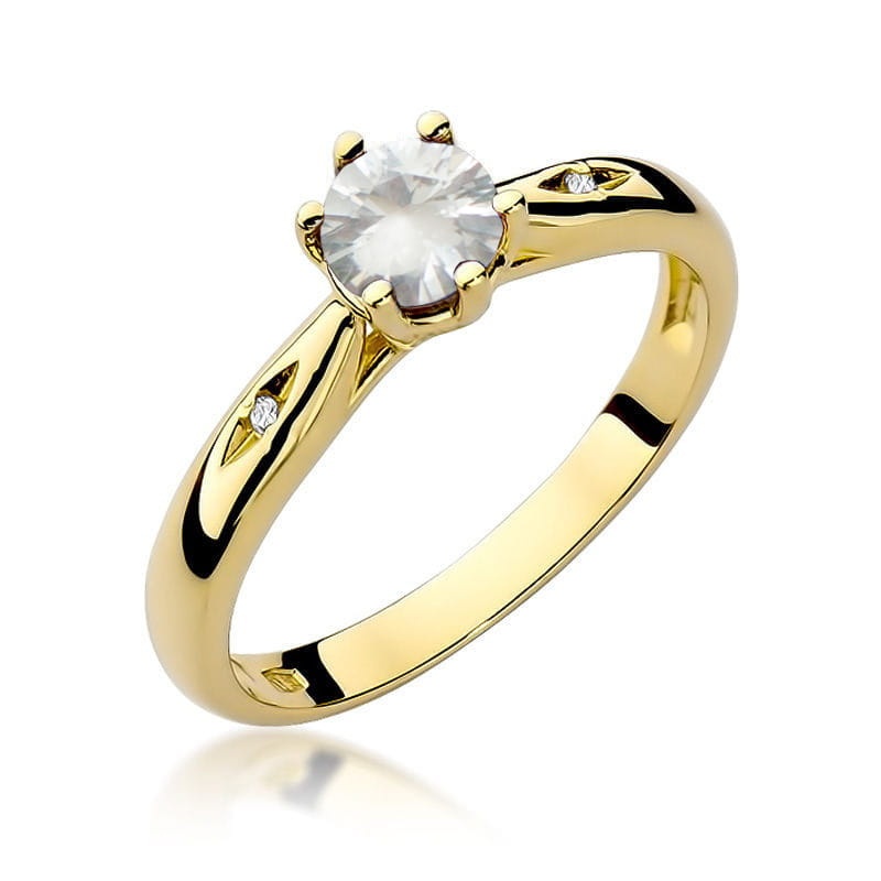 Inel Aur 14K cu White Sapphire 0.60 ct si Diamante Naturale 0.01 ct (Varianta: Galben)