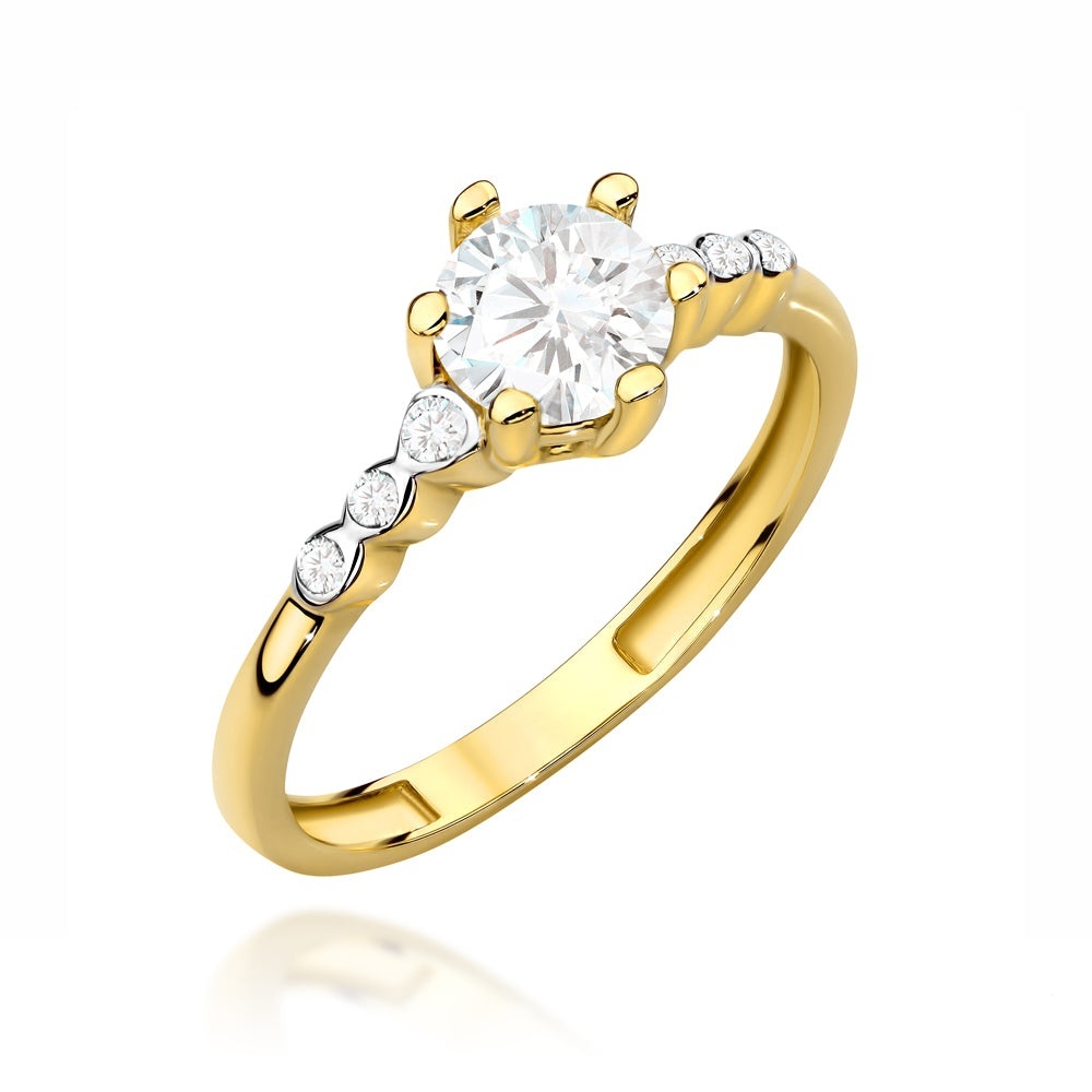 Inel Aur 14K cu Zirconiu Central și Accente Delicate (Greutate: 1.84, Măsură: 10)