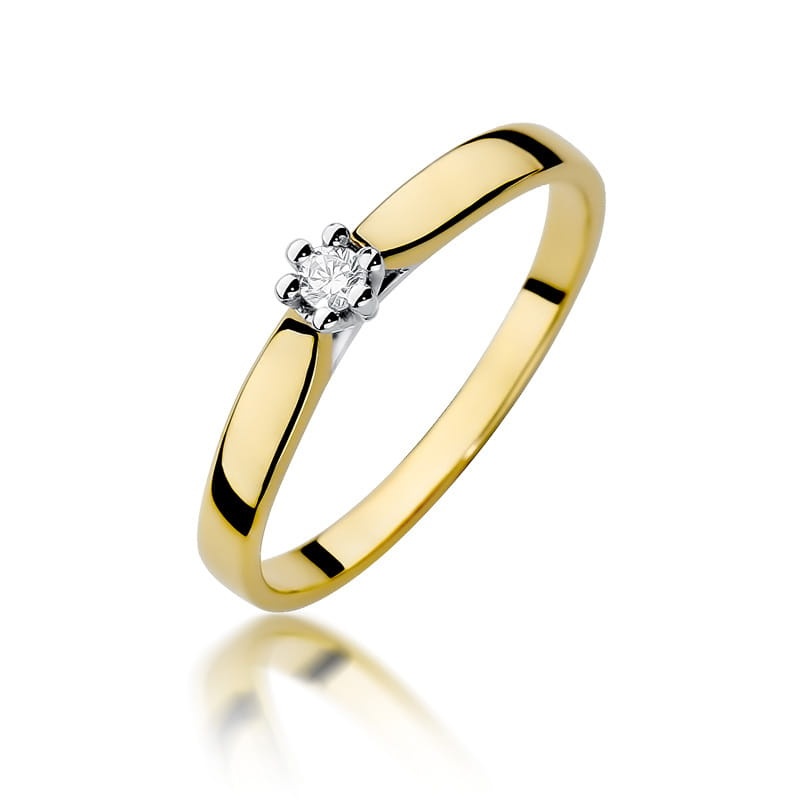 Inel Aur 9K cu Diamant Natural 0.04 ct (Varianta: Galben)