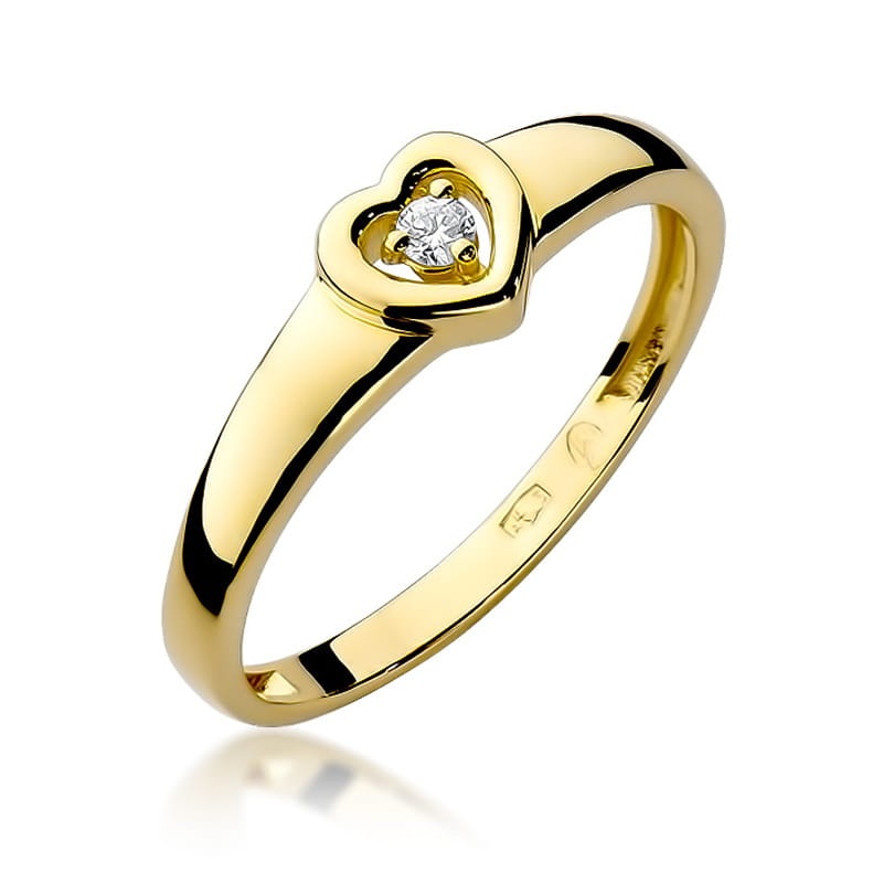Inel Aur 9K cu Diamant Natural 0.04 ct (Varianta: Galben)
