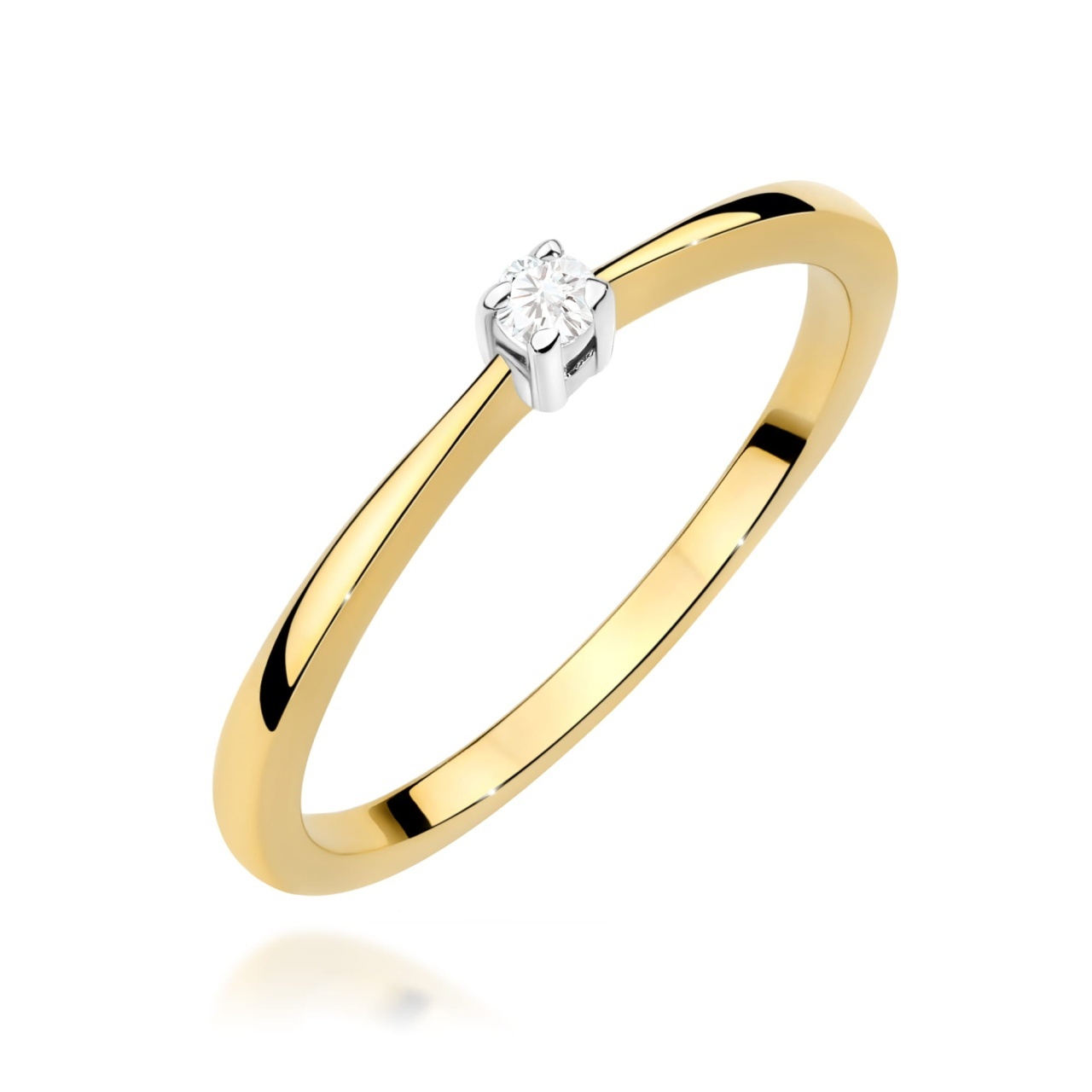 Inel Aur 9K cu Diamant Natural 0.05 ct (Varianta: Galben)