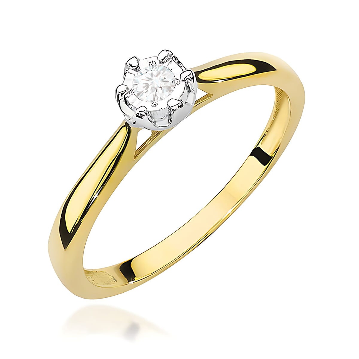 Inel Aur 9K cu Diamant Natural 0.08 ct (Varianta: Galben)