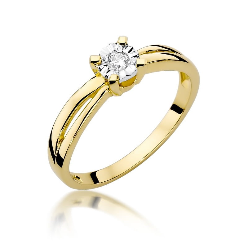 Inel Aur 9K cu Diamant Natural 0.08 ct (Varianta: Galben)