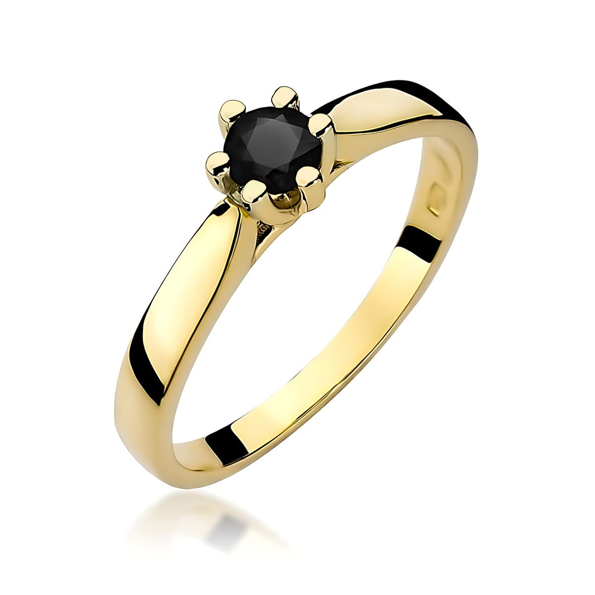 Inel Aur 9K cu Diamant Natural Negru 0.30 ct (Varianta: Galben)