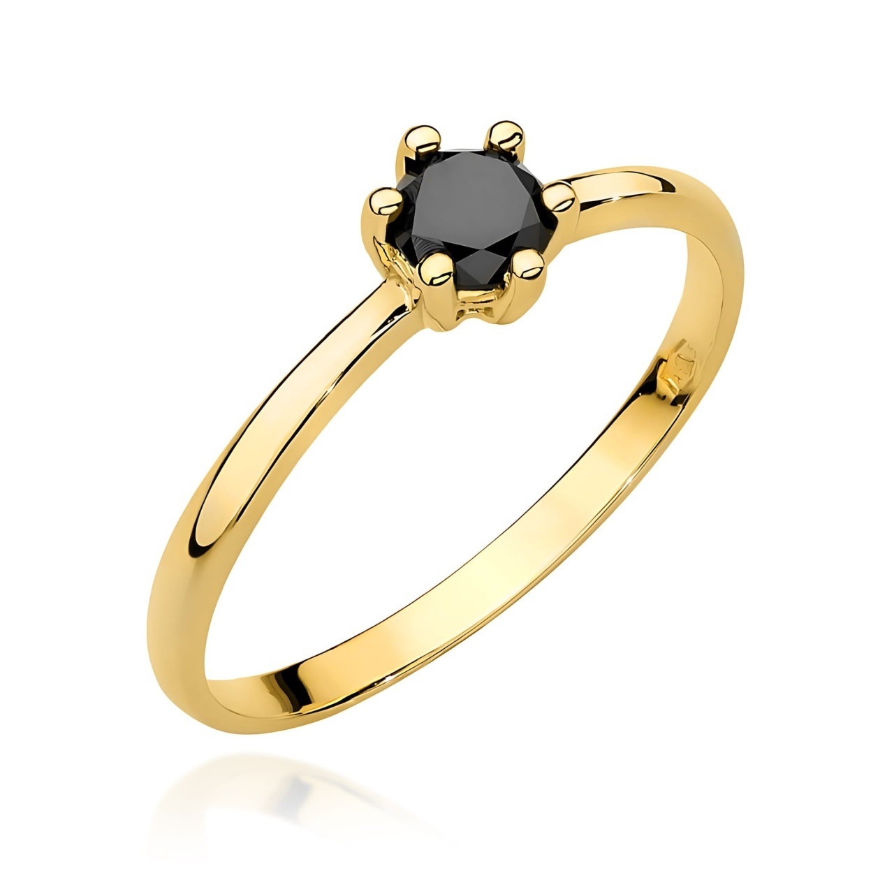Inel Aur 9K cu Diamant Natural Negru 0.30 ct (Varianta: Galben)