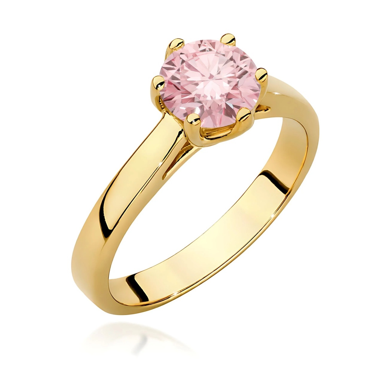 Inel Aur 9K cu Diamant Roz de Laborator 1.00 ct (Varianta: Galben)