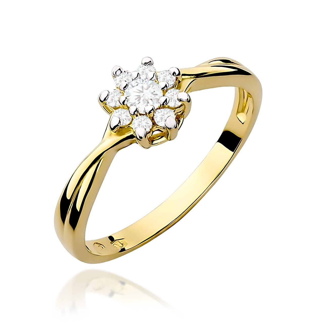 Inel Aur 9K cu Diamante de Laborator 0.22 ct (Varianta: Galben)