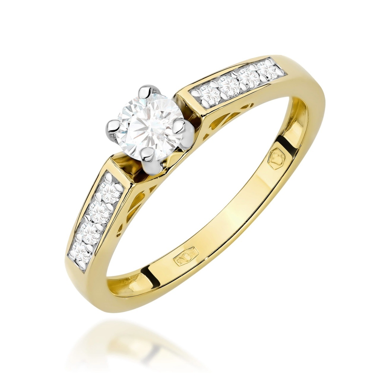 Inel Aur 9K cu Diamante de Laborator 0.42 ct (Varianta: Galben)